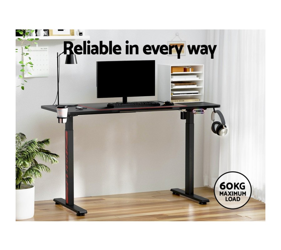 Electric Standing Desk Gaming Desks Sit Stand Table RGB Light Home Office Electric Standing Desk Gaming Desks Sit Stand Table RGB Light Home Office