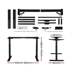 Electric Standing Desk 120cm Height Adjustable Sit Stand Desks Table Black