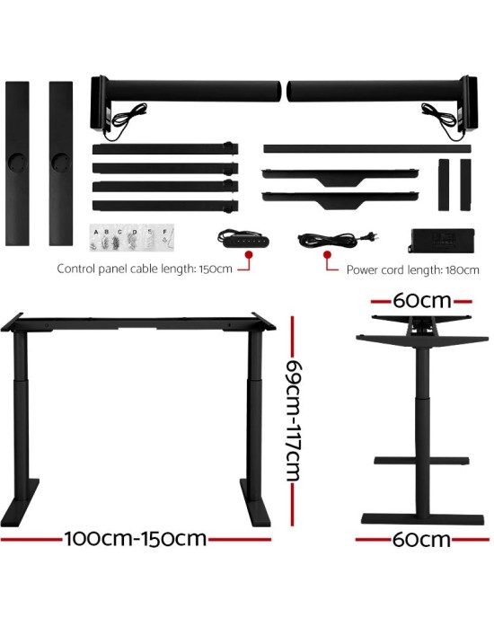 Electric Standing Desk 120cm Height Adjustable Sit Stand Desks Table Black