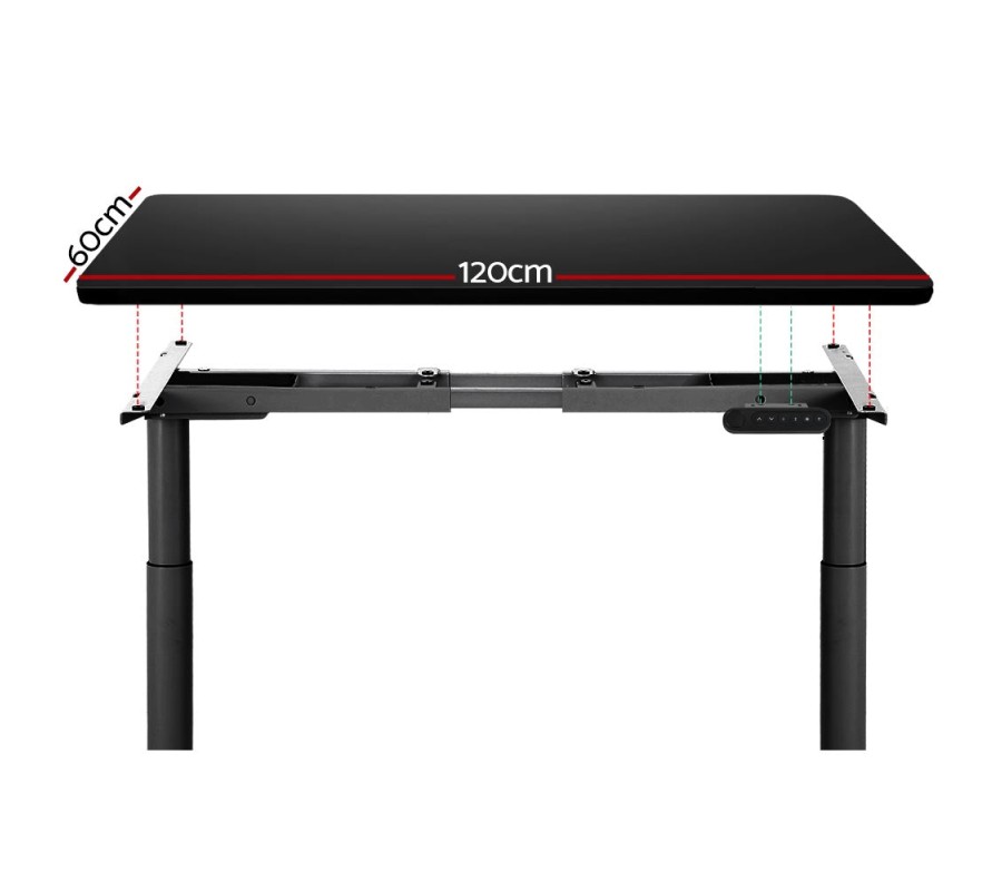 Electric Standing Desk 120cm Height Adjustable Sit Stand Desks Table Black Electric Standing Desk 120cm Height Adjustable Sit Stand Desks Table Black