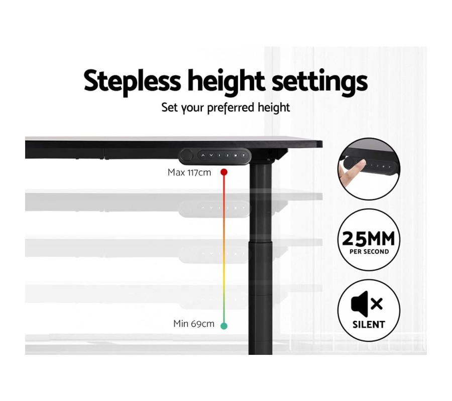 Electric Standing Desk 120cm Height Adjustable Sit Stand Desks Table Black Electric Standing Desk 120cm Height Adjustable Sit Stand Desks Table Black