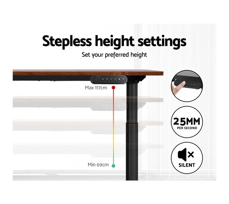 Electric Standing Desk 120cm Motorised Adjustable Sit Stand Desks Black Brown Electric Standing Desk 120cm Motorised Adjustable Sit Stand Desks Black Brown