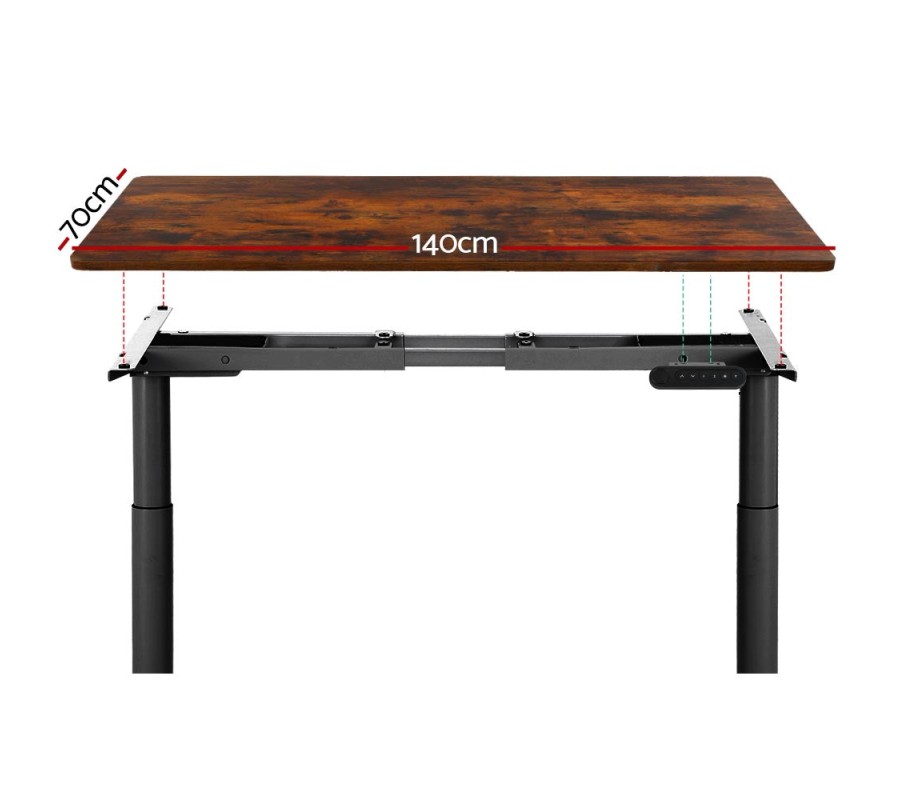 Electric Standing Desk 140cm Adjustable Sit Stand Desks Black Brown 140cm Electric Standing Desk 140cm Adjustable Sit Stand Desks Black Brown 140cm