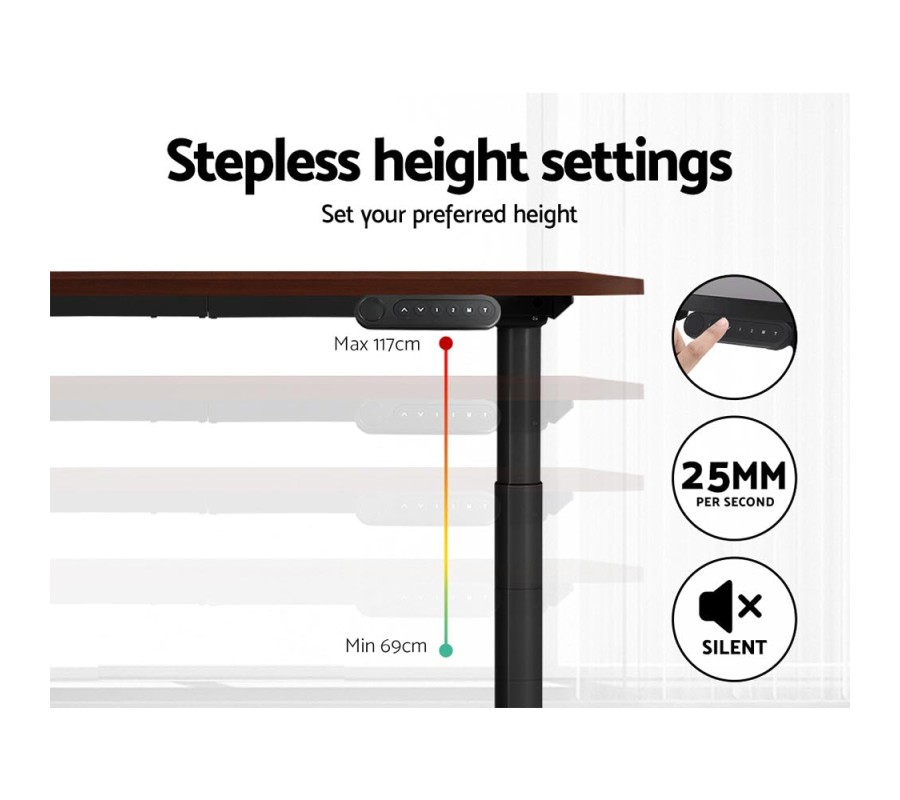 Electric Standing Desk 120cm Motorised Adjustable Sit Stand Desks Black Walnut Electric Standing Desk 120cm Motorised Adjustable Sit Stand Desks Black Walnut
