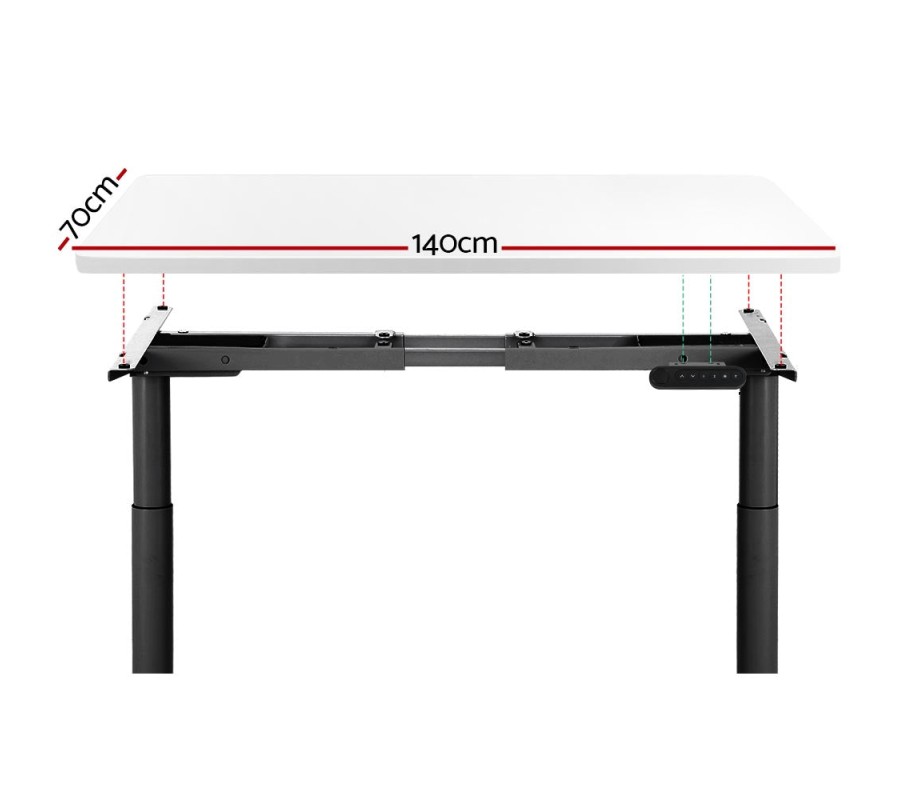 Electric Standing Desk 140cm Adjustable Sit Stand Desks Black White 140cm Electric Standing Desk 140cm Adjustable Sit Stand Desks Black White 140cm