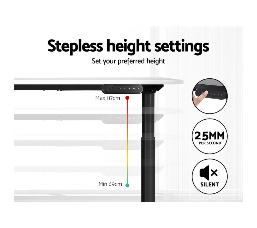 Electric Standing Desk 140cm Adjustable Sit Stand Desks Black White 140cm Electric Standing Desk 140cm Adjustable Sit Stand Desks Black White 140cm