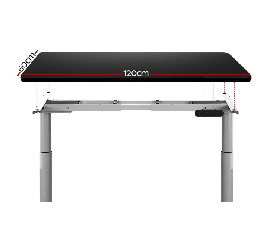 Electric Standing Desk 120cm Motorised Adjustable Sit Stand Desks Grey Black Electric Standing Desk 120cm Motorised Adjustable Sit Stand Desks Grey Black