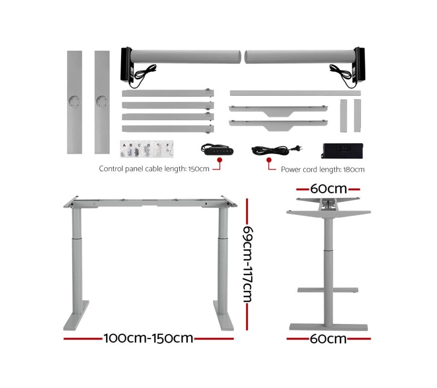 Electric Standing Desk 140cm Height Adjustable Sit Stand Desks Grey Black 140cm Electric Standing Desk 140cm Height Adjustable Sit Stand Desks Grey Black 140cm