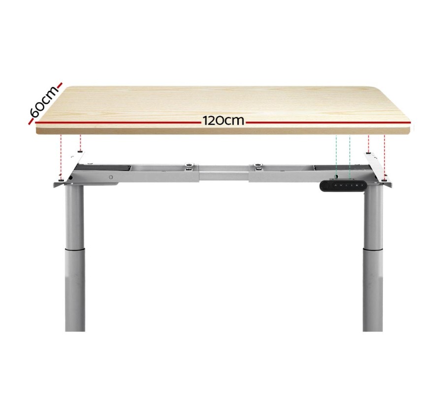 Electric Standing Desk 120cm Motorised Adjustable Sit Stand Desks Grey Oak Electric Standing Desk 120cm Motorised Adjustable Sit Stand Desks Grey Oak