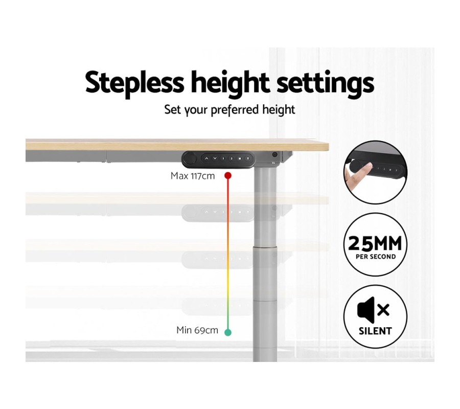 Electric Standing Desk 120cm Motorised Adjustable Sit Stand Desks Grey Oak Electric Standing Desk 120cm Motorised Adjustable Sit Stand Desks Grey Oak