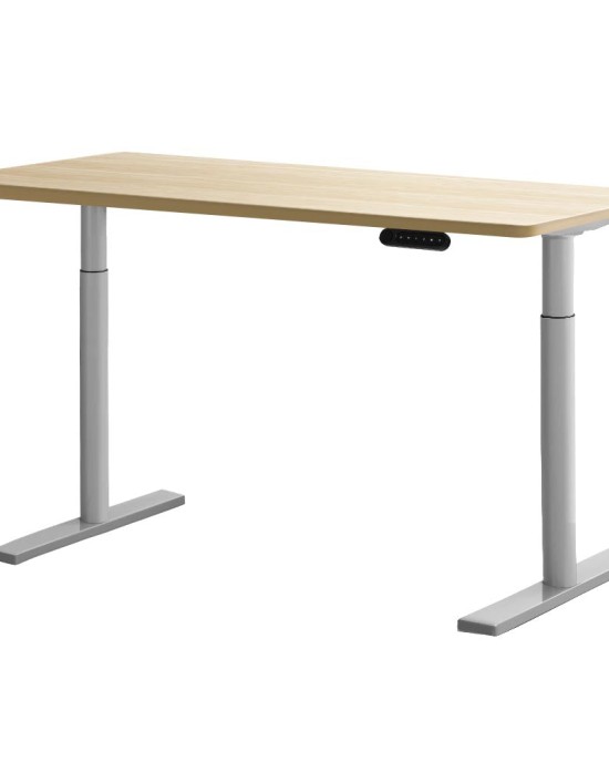 Electric Standing Desk 140cm Height Adjustable Sit Stand Desks Grey Oak 140cm