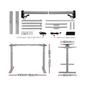 Electric Standing Desk 120cm Motorised Adjustable Sit Stand Desks Grey Brown