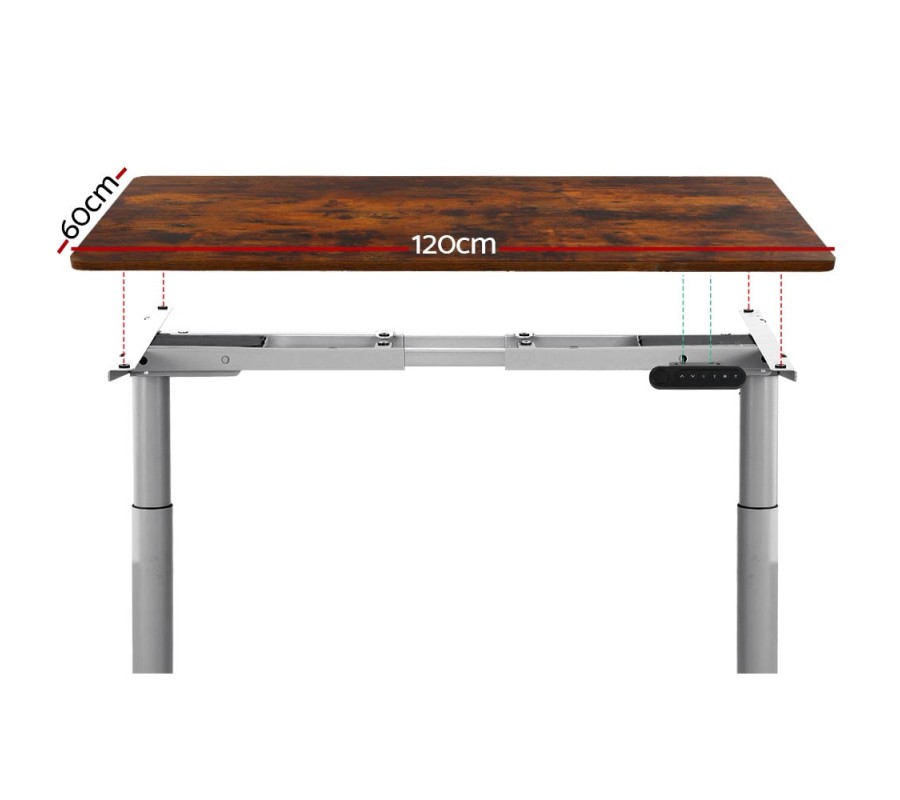 Electric Standing Desk 120cm Motorised Adjustable Sit Stand Desks Grey Brown Electric Standing Desk 120cm Motorised Adjustable Sit Stand Desks Grey Brown