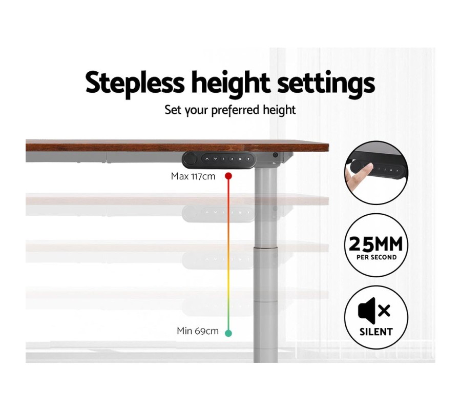 Electric Standing Desk 120cm Motorised Adjustable Sit Stand Desks Grey Brown Electric Standing Desk 120cm Motorised Adjustable Sit Stand Desks Grey Brown