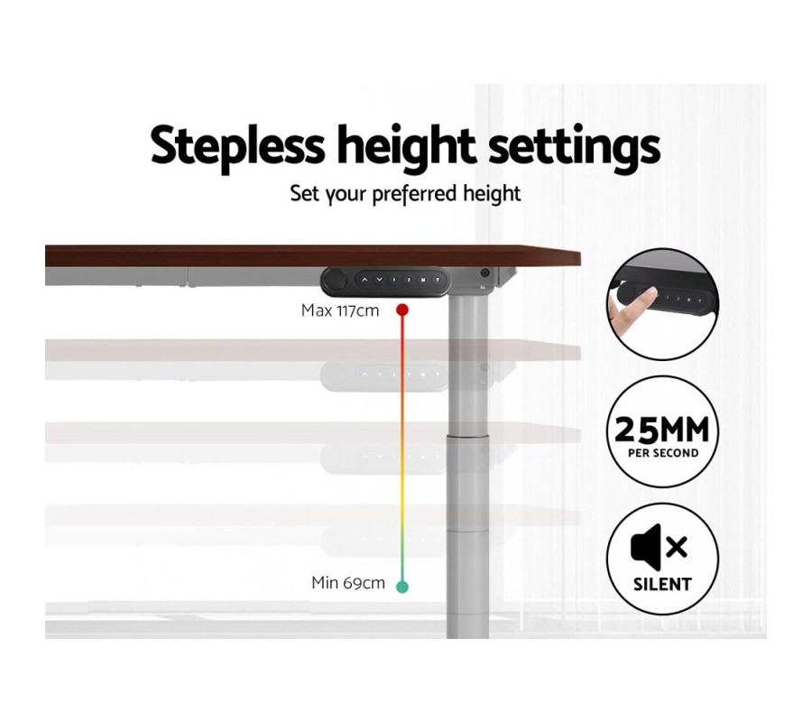 Electric Standing Desk 140cm Adjustable Sit Stand Desks Grey Walnut 140cm Electric Standing Desk 140cm Adjustable Sit Stand Desks Grey Walnut 140cm