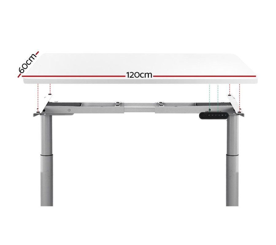 Electric Standing Desk 120cm Motorised Adjustable Sit Stand Desks Grey White Electric Standing Desk 120cm Motorised Adjustable Sit Stand Desks Grey White