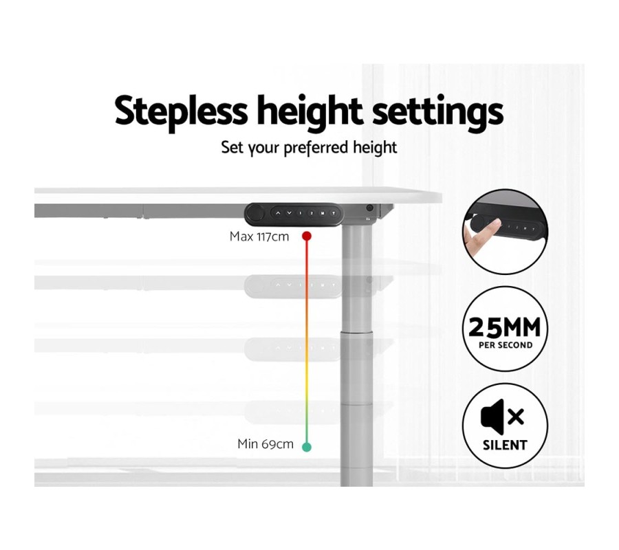 Electric Standing Desk 120cm Motorised Adjustable Sit Stand Desks Grey White Electric Standing Desk 120cm Motorised Adjustable Sit Stand Desks Grey White