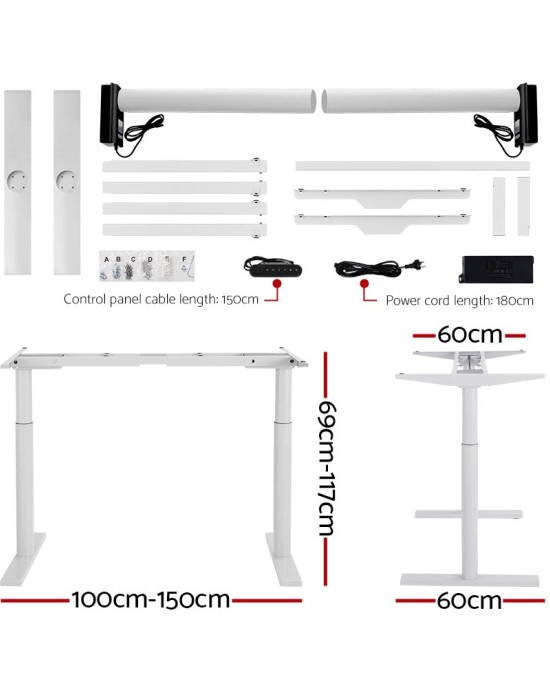 Electric Standing Desk 120cm Height Adjustable Sit Stand Desks White Black