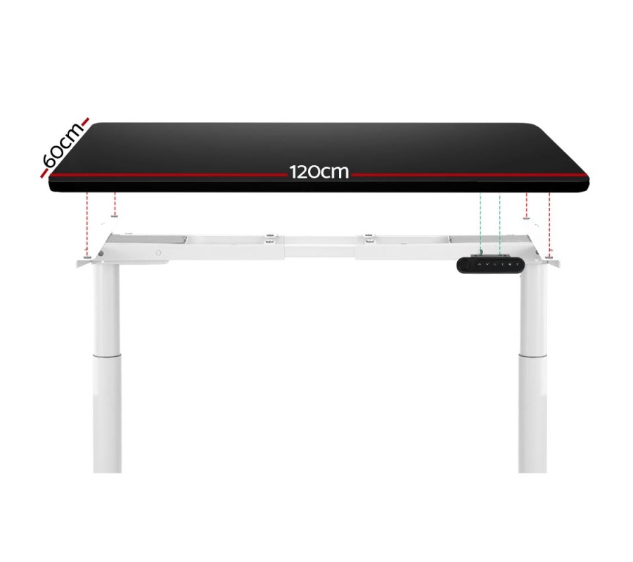 Electric Standing Desk 120cm Height Adjustable Sit Stand Desks White Black