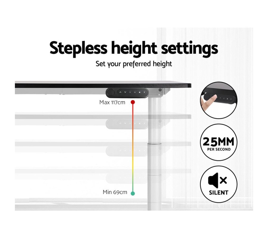 Electric Standing Desk 120cm Height Adjustable Sit Stand Desks White Black