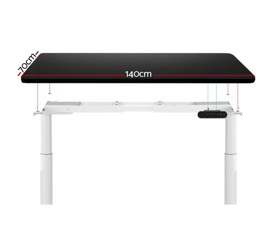 Electric Standing Desk 140cm Adjustable Sit Stand Desks White Black 140cm Electric Standing Desk 140cm Adjustable Sit Stand Desks White Black 140cm