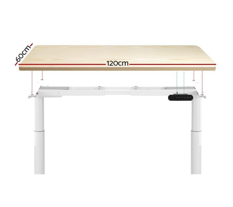 Electric Standing Desk 120cm Height Adjustable Sit Stand Desks White Oak Electric Standing Desk 120cm Height Adjustable Sit Stand Desks White Oak