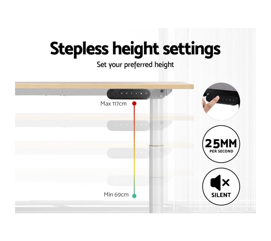 Electric Standing Desk 120cm Height Adjustable Sit Stand Desks White Oak Electric Standing Desk 120cm Height Adjustable Sit Stand Desks White Oak