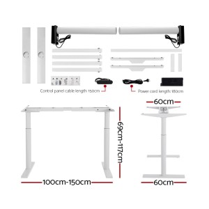 Electric Standing Desk 120cm Height Adjustable Sit Stand Desks White Brown