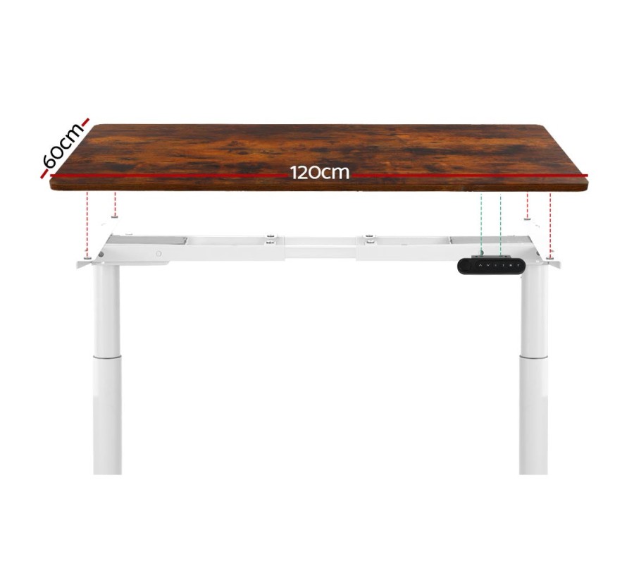 Electric Standing Desk 120cm Height Adjustable Sit Stand Desks White Brown Electric Standing Desk 120cm Height Adjustable Sit Stand Desks White Brown