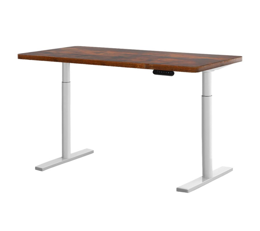 Electric Standing Desk 140cm Adjustable Sit Stand Desks White Brown 140cm Electric Standing Desk 140cm Adjustable Sit Stand Desks White Brown 140cm