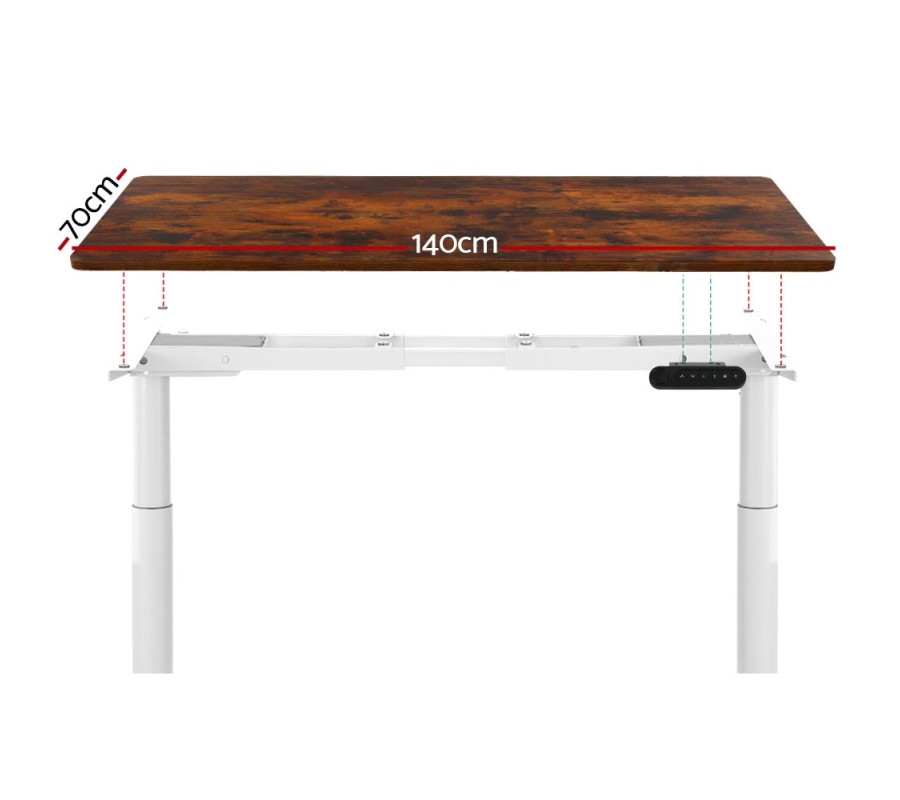 Electric Standing Desk 140cm Adjustable Sit Stand Desks White Brown 140cm Electric Standing Desk 140cm Adjustable Sit Stand Desks White Brown 140cm