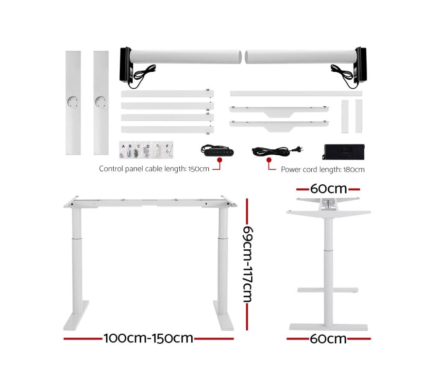 Electric Standing Desk 120cm Height Adjustable Sit Stand Desks Table White Electric Standing Desk 120cm Height Adjustable Sit Stand Desks Table White