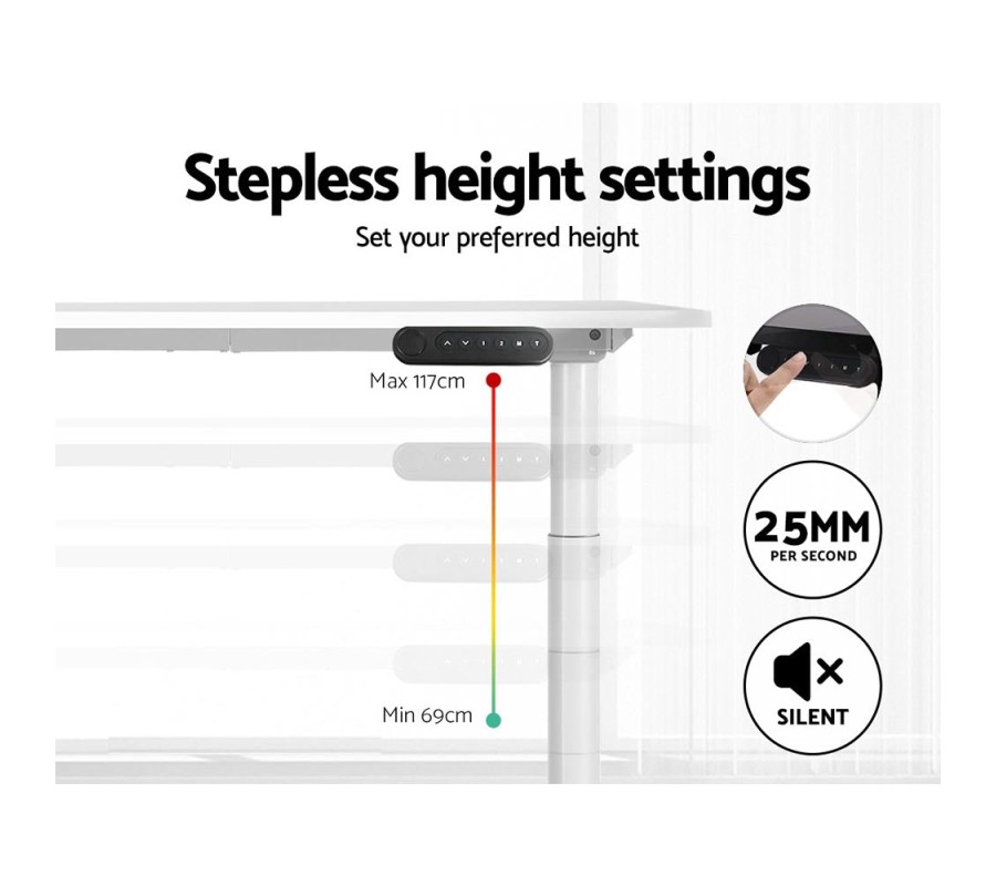 Electric Standing Desk 120cm Height Adjustable Sit Stand Desks Table White Electric Standing Desk 120cm Height Adjustable Sit Stand Desks Table White